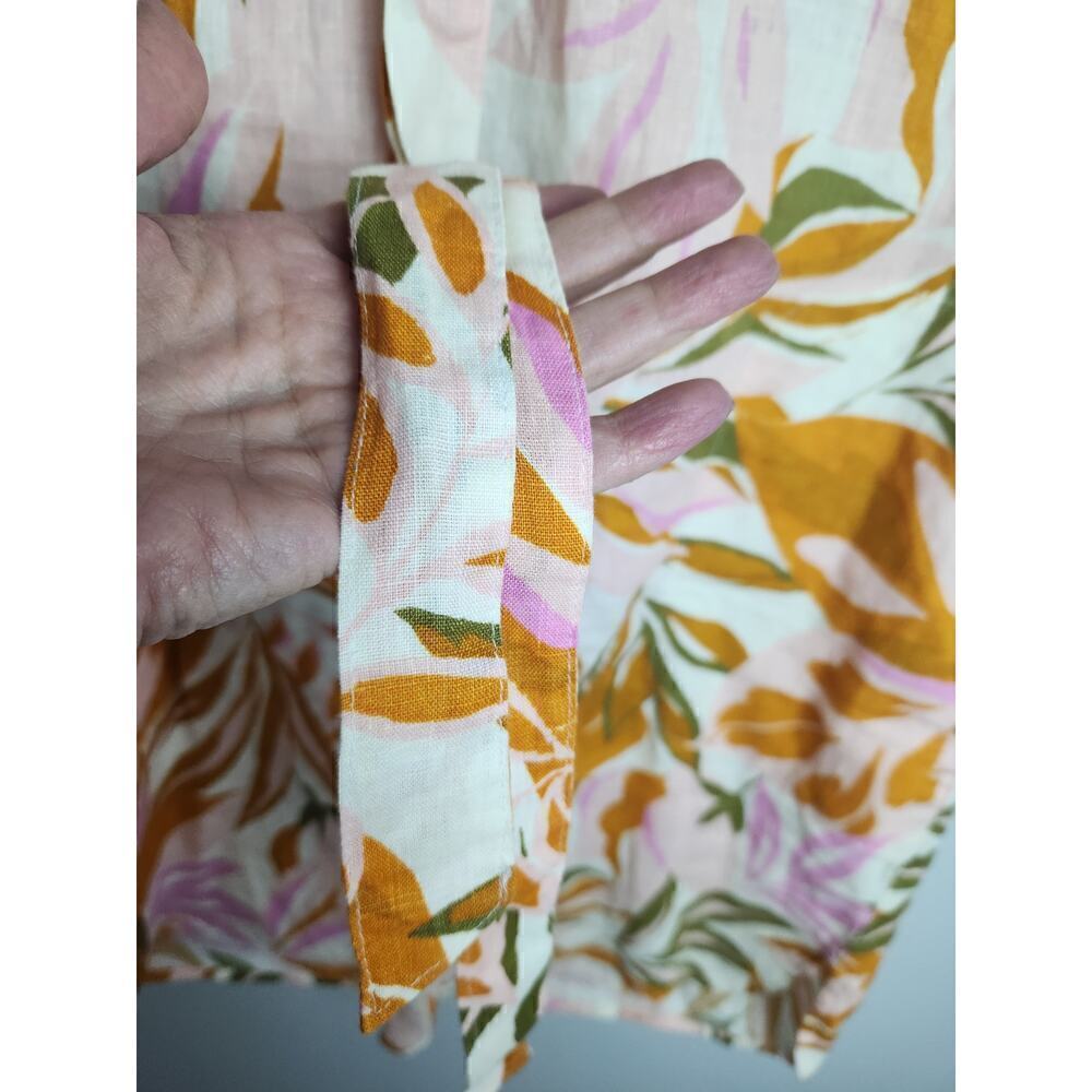 C&C California tropical linen shift dress sz L pockets opt tie waist boxy beachy - Picture 5 of 10